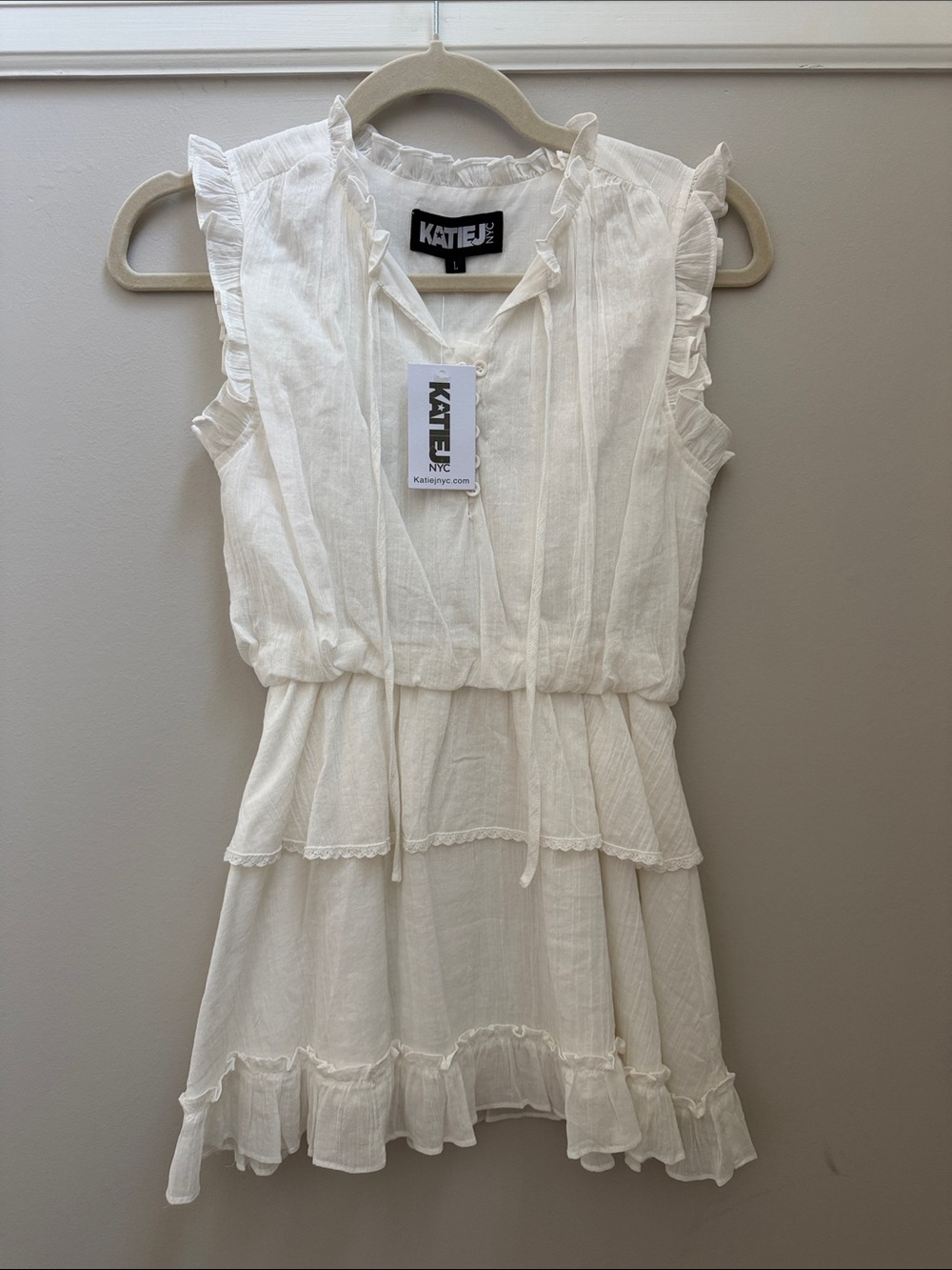 NWT Girls Katie J NYC Off-White Ruffle Tiered Sundress Size L (12)